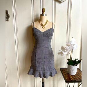 Forever 21 Plaid Y2K Dress in Black and White with Ruffle Hem (M)